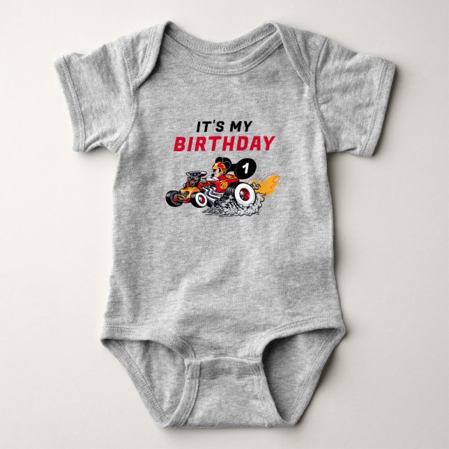 Mickey Mouse Roadster Racers Birthday Baby Bodysuit (Front)