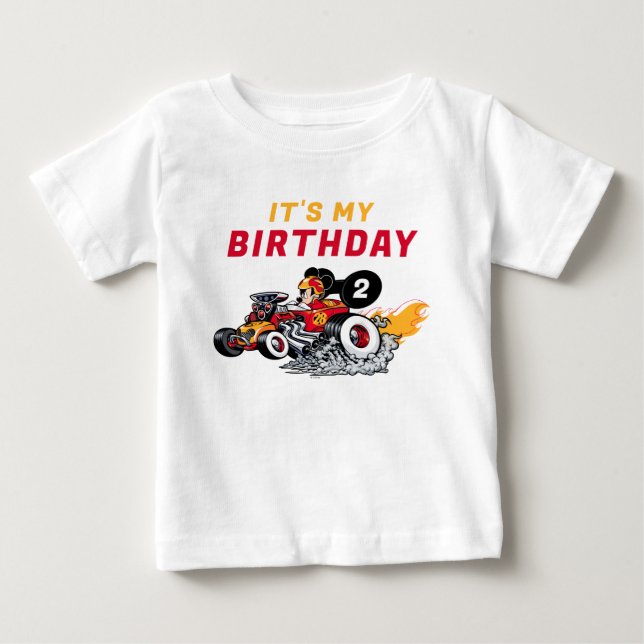 Mickey Mouse Roadster Racers Birthday Baby T-Shirt (Front)