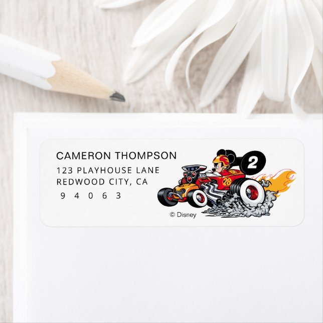 Mickey Mouse Roadster Racers Birthday Label (Insitu)