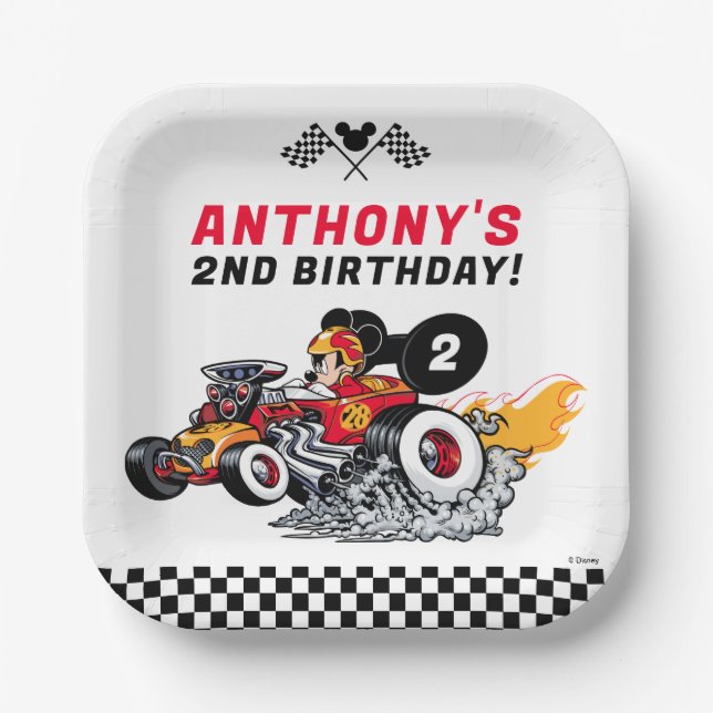Mickey Mouse Roadster Racers Birthday Paper Plates (Front)