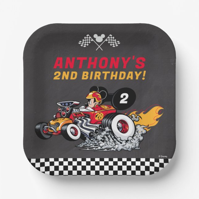 Mickey Mouse Roadster Racers Birthday Paper Plates (Front)