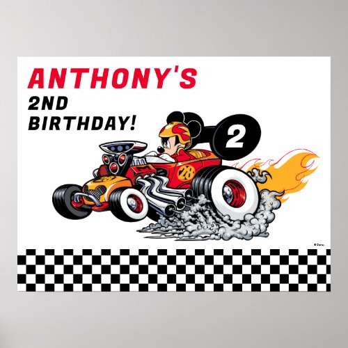 Mickey Mouse Roadster Racers Birthday Poster