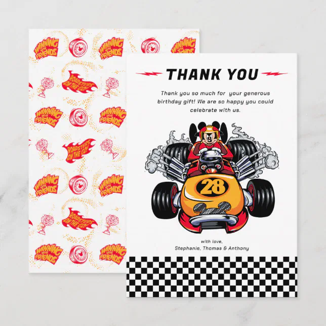 Mickey Mouse Roadster Racers Birthday Thank You | Zazzle