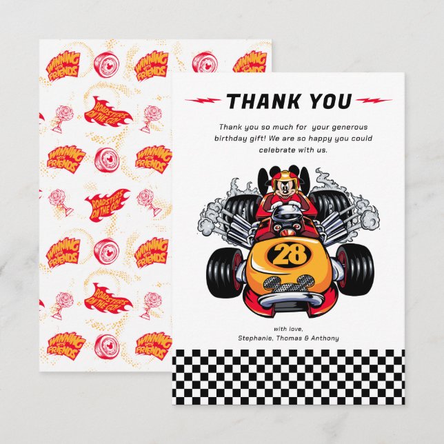Mickey Mouse Roadster Racers Birthday Thank You Card