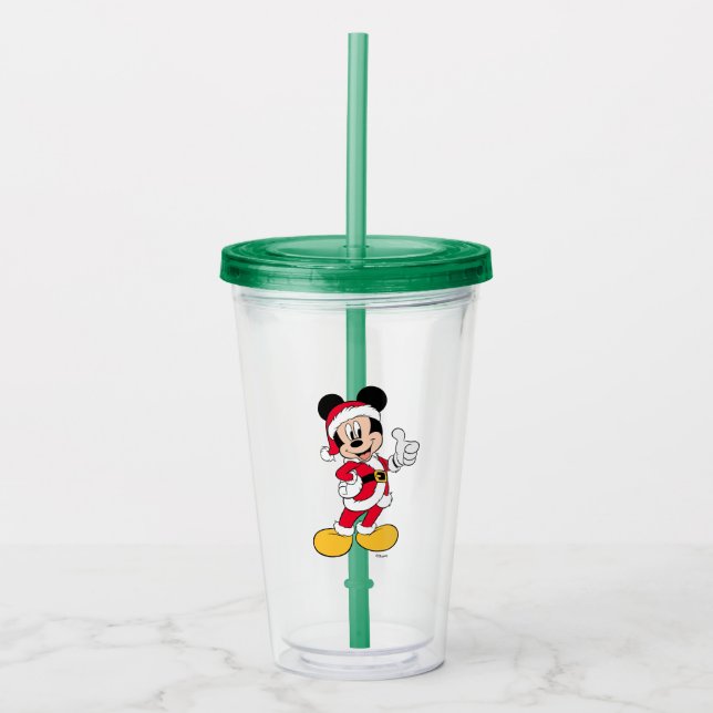 Mickey Mouse | Santa Claus Outfit Acrylic Tumbler (Front)