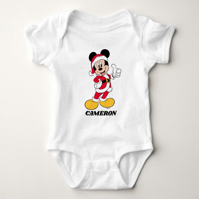 Mickey Mouse | Santa Claus Outfit Baby Bodysuit (Front)