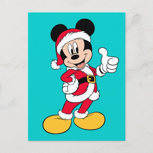 Mickey Mouse  Santa Claus Outfit Holiday Postcard