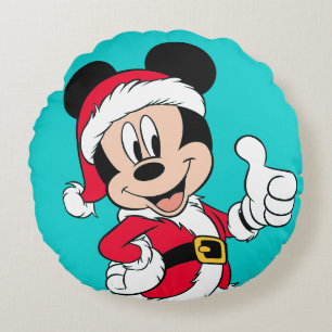 Mickey Mouse   Santa Claus Outfit Round Pillow