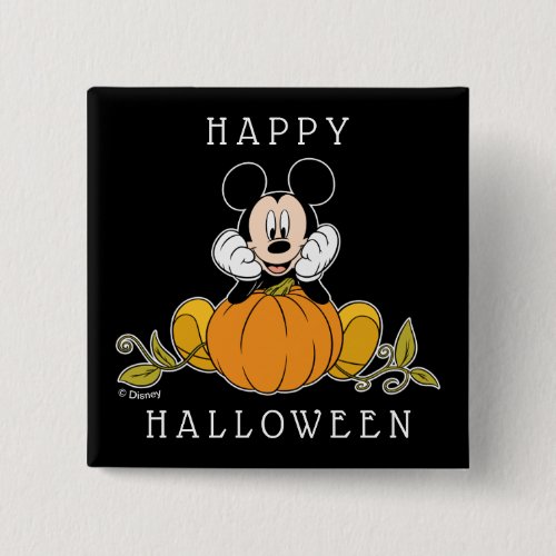 Mickey Mouse Sitting on Pumpkin Button