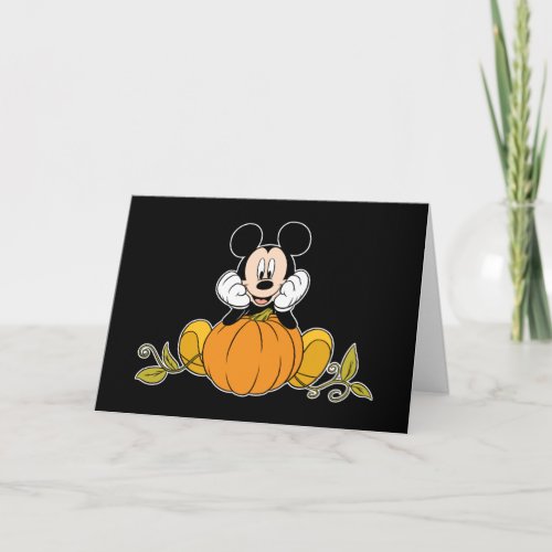 Mickey Mouse Sitting on Pumpkin Card
