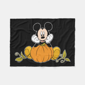 Mickey Mouse Sitting on Pumpkin Fleece Blanket
