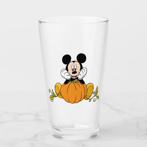 Mickey Mouse Sitting on Pumpkin Glass