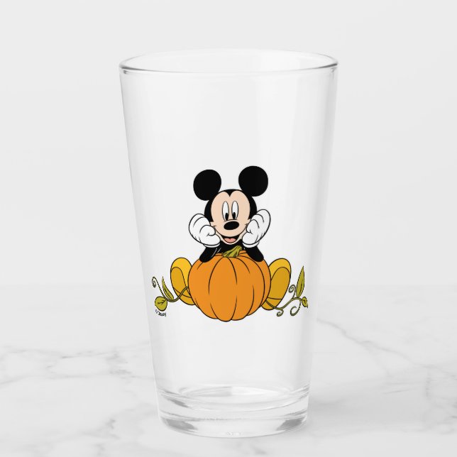 Mickey Mouse Sitting on Pumpkin Glass (Front)