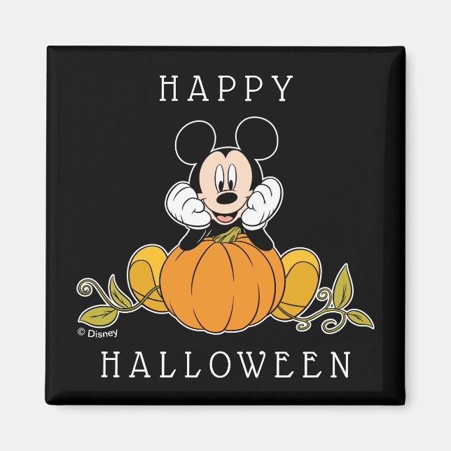 Mickey Mouse Sitting on Pumpkin Magnet (Front)