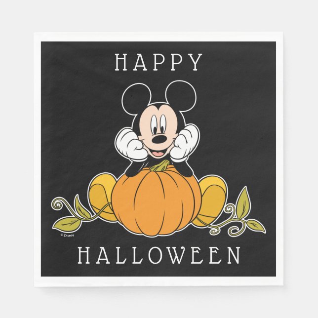Mickey Mouse Sitting on Pumpkin Napkins (Front)