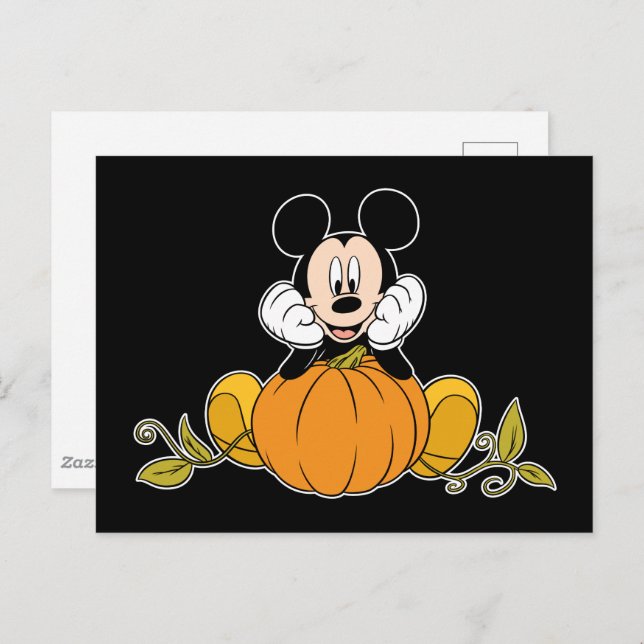 Mickey Mouse Sitting on Pumpkin Postcard (Front/Back)