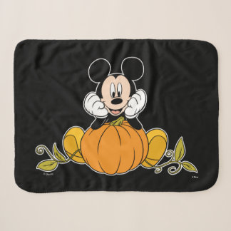 Mickey Mouse Sitting on Pumpkin Sherpa Blanket