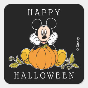 Mickey Mouse Sitting on Pumpkin Square Sticker
