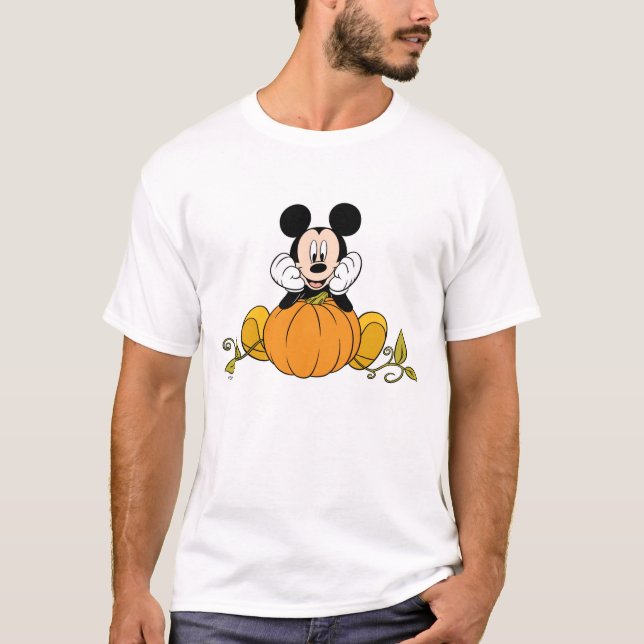 Mickey Mouse Sitting on Pumpkin T-Shirt (Front)