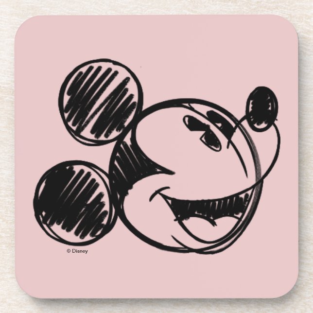 Mickey Mouse Sketch Head Beverage Coaster (Front)