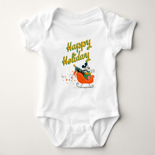 Mickey Mouse Sleigh Ride  Happy Holiday Baby Bodysuit