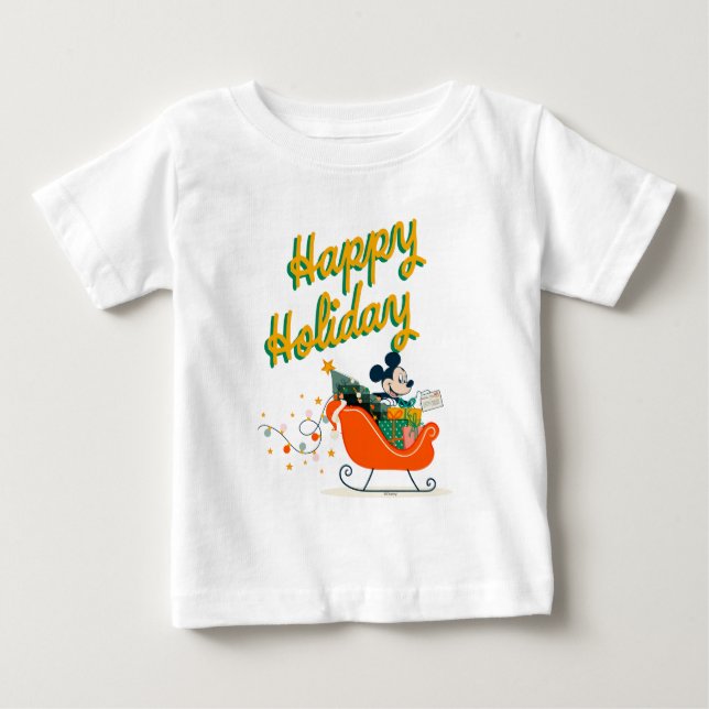Mickey Mouse Sleigh Ride | Happy Holiday Baby T-Shirt (Front)