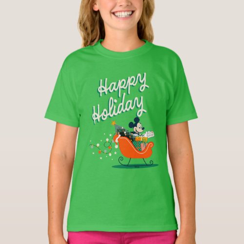Mickey Mouse Sleigh Ride  Happy Holiday T_Shirt