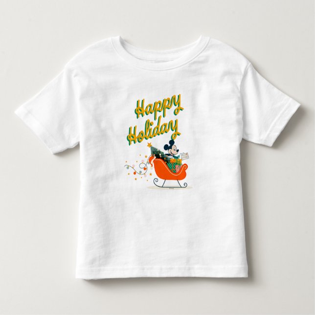 Mickey Mouse Sleigh Ride | Happy Holiday Toddler T-shirt (Front)