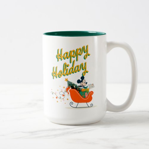 Mickey Mouse Sleigh Ride  Happy Holiday Two_Tone Coffee Mug