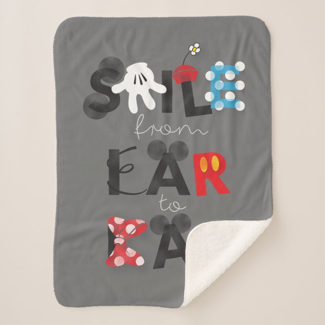 Mickey Mouse | Smile From Ear To Ear Sherpa Blanket (Front)