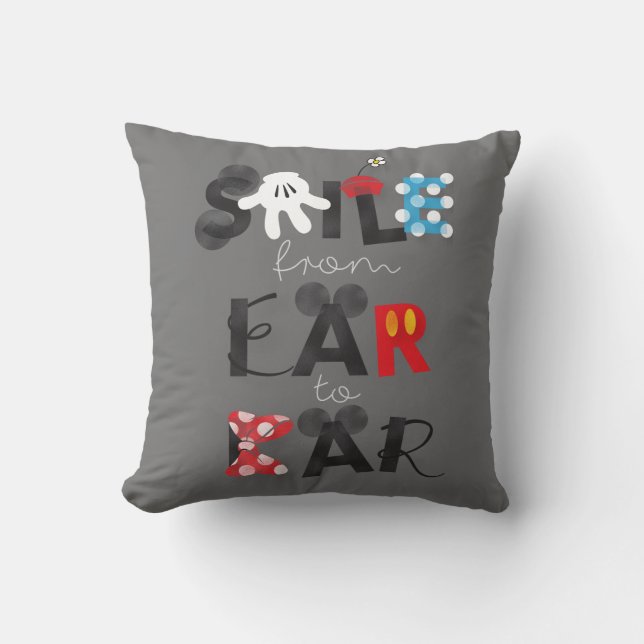 Mickey Mouse | Smile From Ear To Ear Throw Pillow (Front)