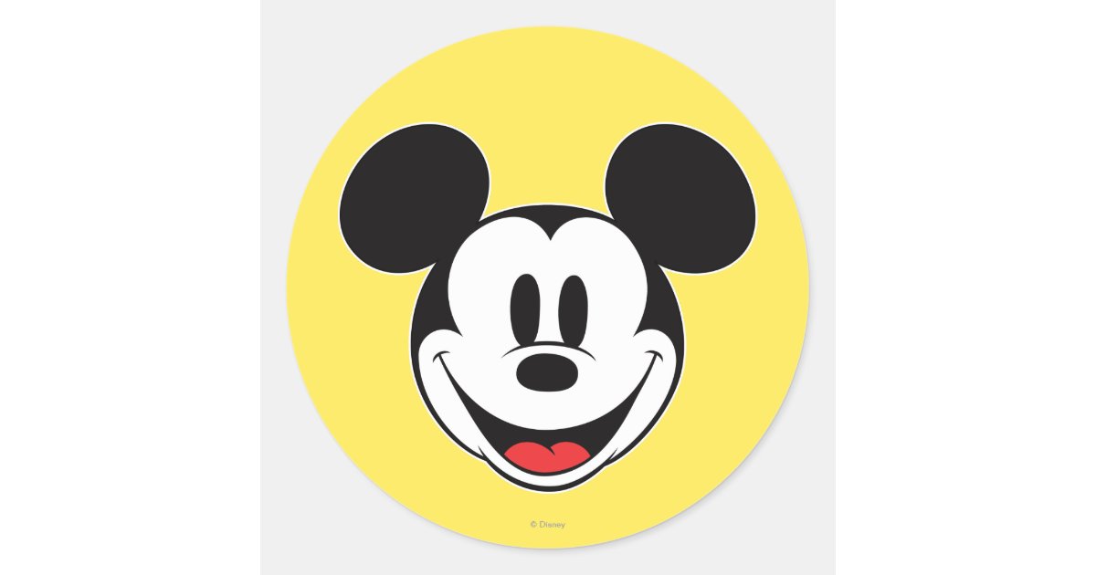 havik In beweging Tarief Mickey Mouse Smiling Classic Round Sticker | Zazzle