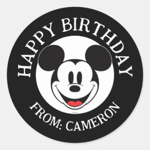 Mickey Mouse Smiling   Happy Birthday Classic Round Sticker