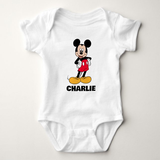 Mickey Mouse Smiling Pose Baby Bodysuit (Front)