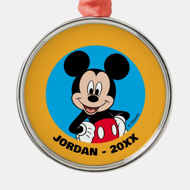 Mickey Mouse Smiling Pose Metal Ornament (Front)