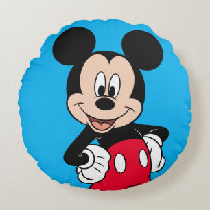Mickey Mouse Smiling Pose Round Pillow