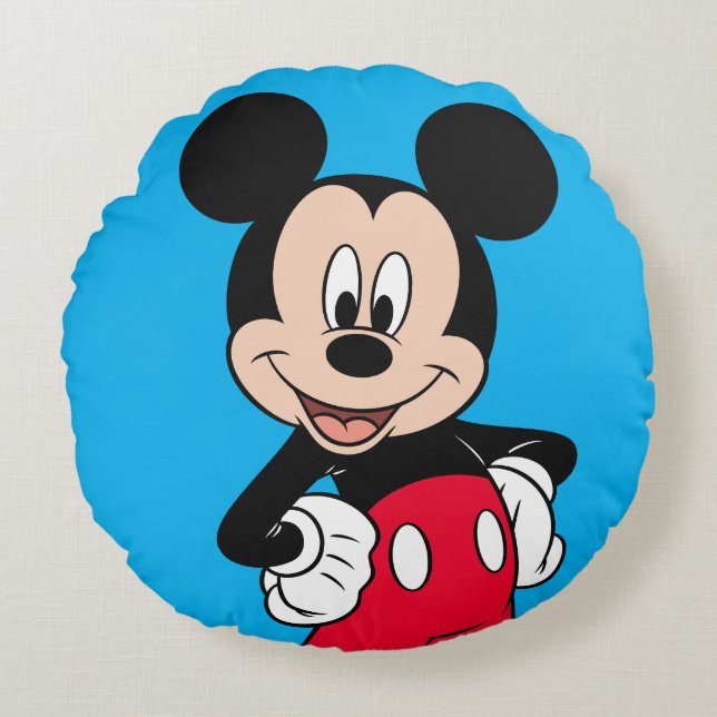 Mickey Mouse Smiling Pose Round Pillow (Front)