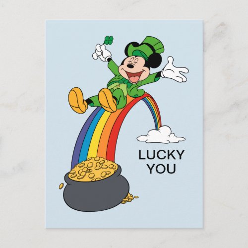Mickey Mouse  St Patricks Day _ Pot of Gold Postcard