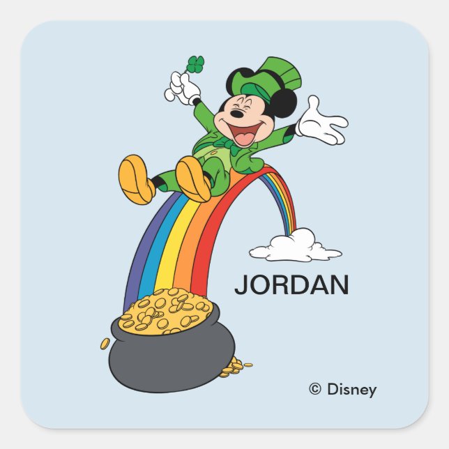 Mickey Mouse | St. Patrick's Day - Pot of Gold Square Sticker (Front)