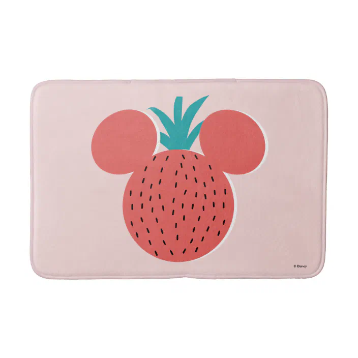 Mickey Mouse Strawberry Icon Bath Mat, Mickey Mouse Bath Rug