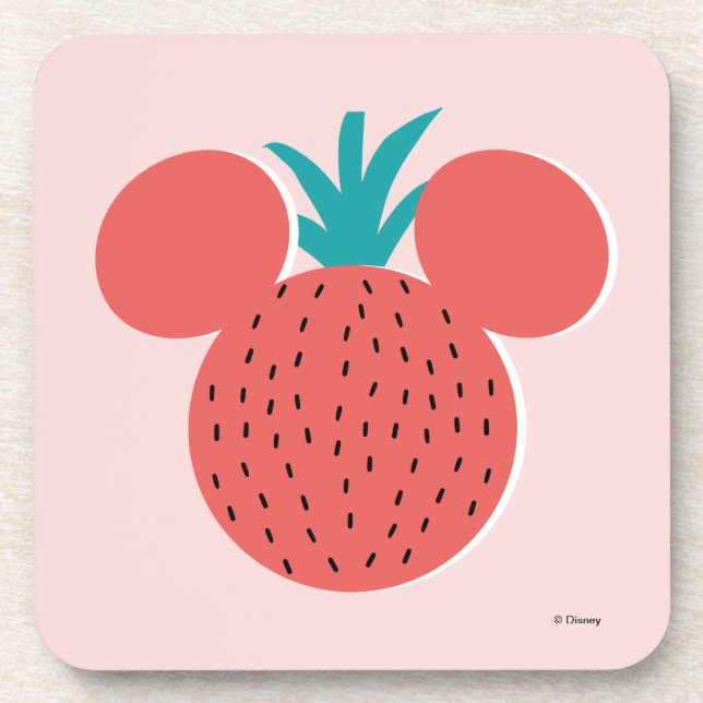 Mickey Mouse Strawberry Icon Beverage Coaster (Front)