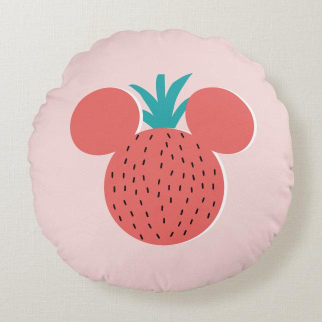 Mickey Mouse Strawberry Icon Round Pillow (Front)