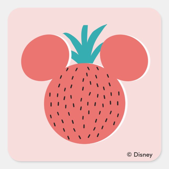 Mickey Mouse Strawberry Icon Square Sticker (Front)