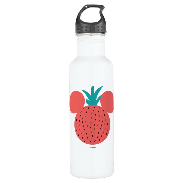 Mickey Mouse Strawberry Icon Stainless Steel Water Bottle (Front)