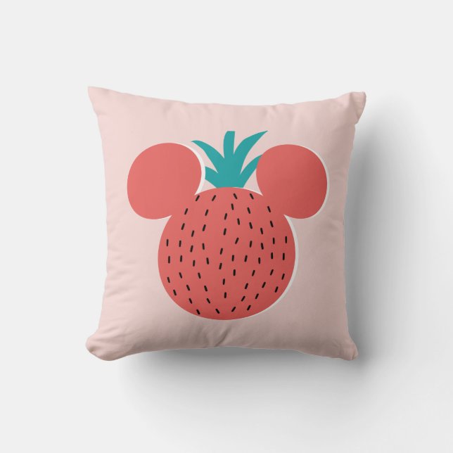 Mickey Mouse Strawberry Icon Throw Pillow (Front)