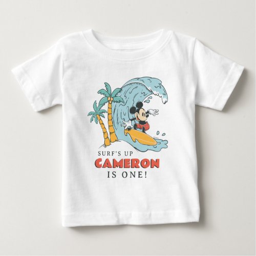 Mickey Mouse Surfs Up 1st Birthday Baby T_Shirt