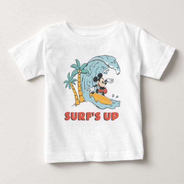 Mickey Mouse Surf's Up Birthday Baby T-Shirt (Front)