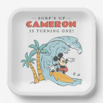 Mickey Mouse Surf's Up Summer Birthday Paper Plates by MickeyAndFriends at Zazzle