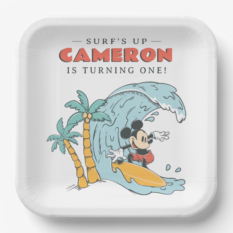 Mickey Mouse Surf&#39;s Up Summer Birthday                    Paper Plates