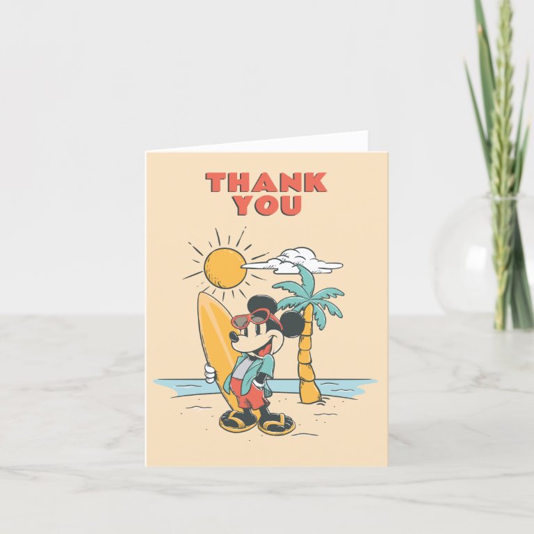 Mickey Mouse Surf&#39;s Up Summer Birthday Thank You
